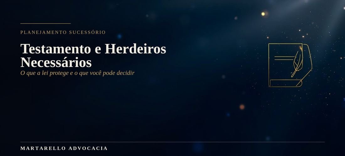 Banner ilustrado sobre testamento e herdeiros necessários